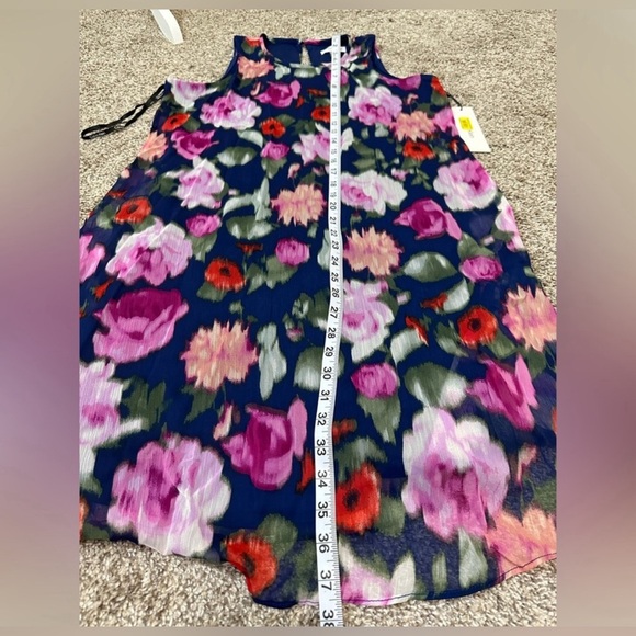 Calvin Klein Dress Blue Purple Pink Green Floral Flowy A Line Sz 10 - Picture 8 of 8